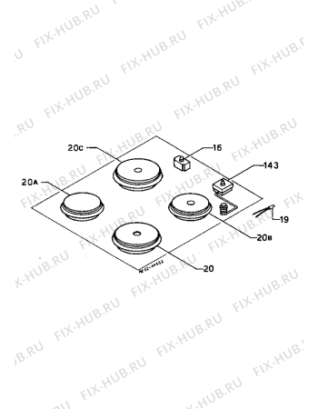 Взрыв-схема плиты (духовки) Zanussi PE40C - Схема узла Electrical cooking plates